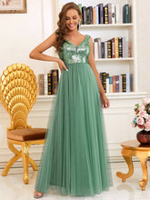 Load image into Gallery viewer, High Waist Tulle &amp; Sequin Sleeveless Evening Dress
