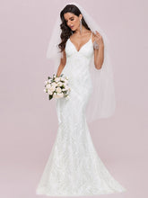 Load image into Gallery viewer, Mermaid Deep V Neck Lace Wedding Dress
