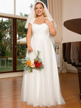 Load image into Gallery viewer, Plus Size Square Neckline A-line Cover Sleeves Wedding Dress
