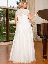 Load image into Gallery viewer, Plus Size Square Neckline A-line Cover Sleeves Wedding Dress
