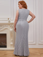 Load image into Gallery viewer, Plus Size Split Sheath Round Neckline Evening Dress
