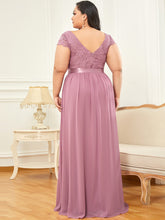 Load image into Gallery viewer, Deep V Neck Cover Sleeves Bridesmaid Dress
