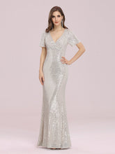 Load image into Gallery viewer, Sexy Sequin Bodycon Evening Dress with Short Sleeves

