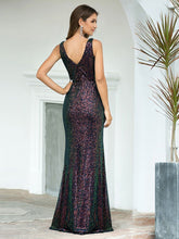 Load image into Gallery viewer, Mermaid Sequin V-Neck Gown
