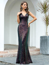 Load image into Gallery viewer, Mermaid Sequin V-Neck Gown

