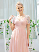 Load image into Gallery viewer, Sweet V Neck A-Line Tulle Bridesmaid Dress with Sequin
