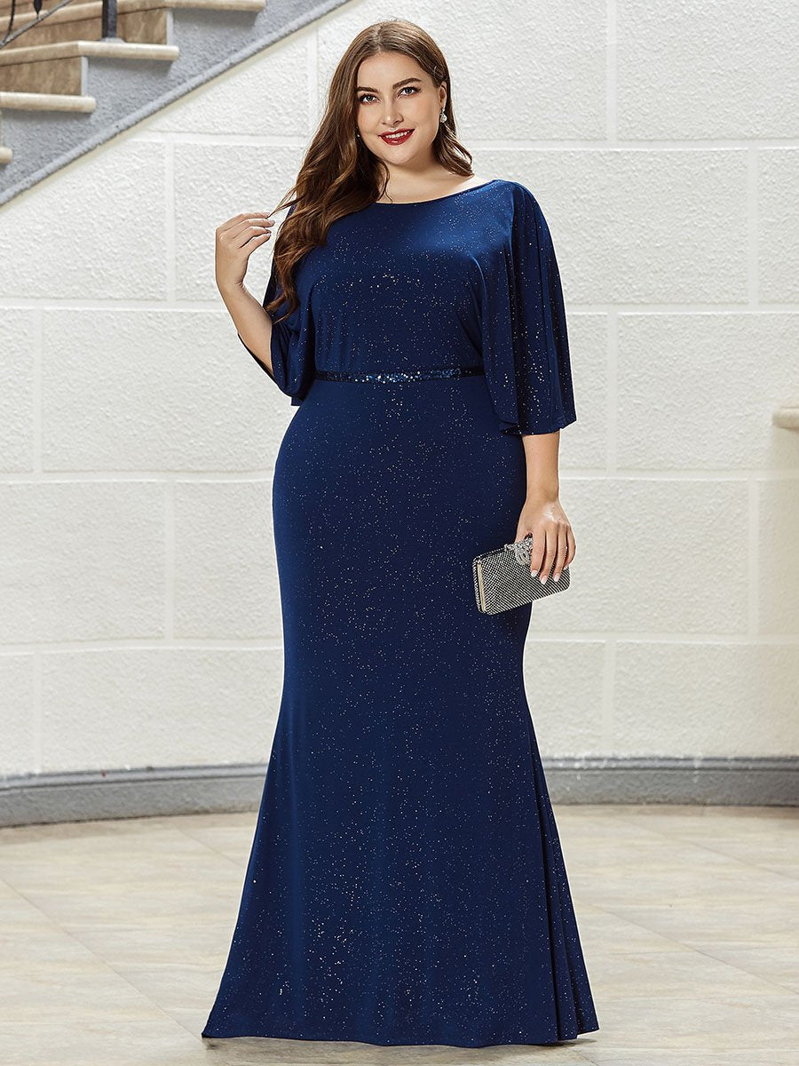 Sexy Plus Size V Shaped Back Mermaid Evening Dress with Wraps