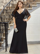 Load image into Gallery viewer, Elegant Plus Size V Neck Fishtail Evening Dress

