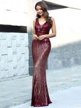 Load image into Gallery viewer, Sparkly Double V Neck Mermaid Sequin Dress
