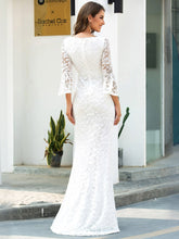 Load image into Gallery viewer, V-Neck Floral Lace Side Split Wedding Dress
