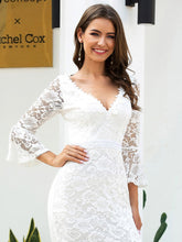 Load image into Gallery viewer, V-Neck Floral Lace Side Split Wedding Dress
