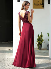 Load image into Gallery viewer, Maxi A-Line Round Neckline Chiffon Party Dress
