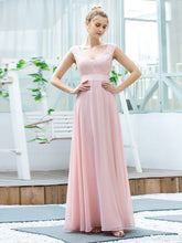 Load image into Gallery viewer, Cute A-Line V Neck Embroidered Chiffon Dress
