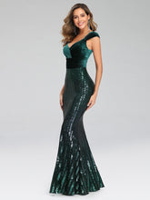Load image into Gallery viewer, Long Mermaid Sequin &amp; Velvet Evening Occasion Dress
