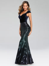 Load image into Gallery viewer, Long Mermaid Sequin &amp; Velvet Evening Occasion Dress
