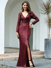 Load image into Gallery viewer, Shiny Sequin Long Sleeve Evening Dress
