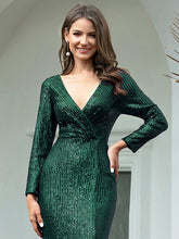 Load image into Gallery viewer, Shiny Sequin Long Sleeve Evening Dress
