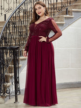 Load image into Gallery viewer, See-through Plus Size Sequin Evening Dress with Long Sleeve
