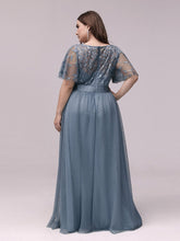 Load image into Gallery viewer, Plus Size Sequin Print  Evening Dress with Cap Sleeve
