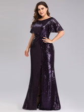 Load image into Gallery viewer, Plus Size Short Sleeve Sequin Dress
