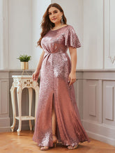 Load image into Gallery viewer, Plus Size Short Sleeve Sequin Dress
