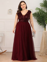 Load image into Gallery viewer, Maxi Long Plus Size Sequin Prom Dress With Cap Sleeve
