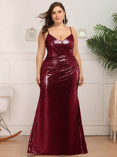 Load image into Gallery viewer, Sexy Spaghetti Straps Fishtail Plus Size Evening Gown
