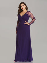 Load image into Gallery viewer, Plus Size Lace Sleeves V-Neck Evening Dress
