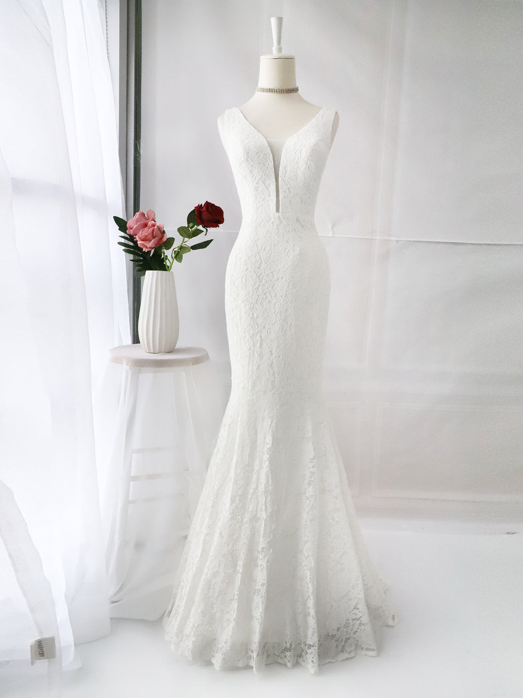 Sexy Fitted Lace Mermaid Wedding Dress