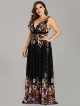 Load image into Gallery viewer, Plus size Maxi Floral Double V-Neck Evening Dress
