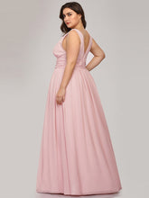 Load image into Gallery viewer, Double V-Neck Maxi Plus Size Evening Dresses
