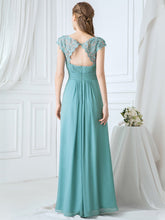 Load image into Gallery viewer, Lacey Neckline Open Back Ruched Bust Evening Dresse
