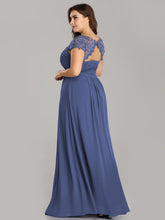 Load image into Gallery viewer, Lacey Neckline Open Back Ruched Bust Evening Dresse
