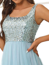 Load image into Gallery viewer, Sleeveless Sequin Top Bridesmaid Dress
