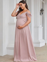 Load image into Gallery viewer, Sweetheart Neckline Plus Size A Line Maternity Dress
