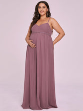 Load image into Gallery viewer, A Line Floor Length Deep V Neck Maternity Dress
