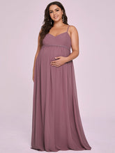 Load image into Gallery viewer, A Line Floor Length Deep V Neck Maternity Dress
