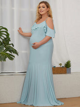 Load image into Gallery viewer, Floor-Length Ruffle Sleeves Straight Maternity Dress
