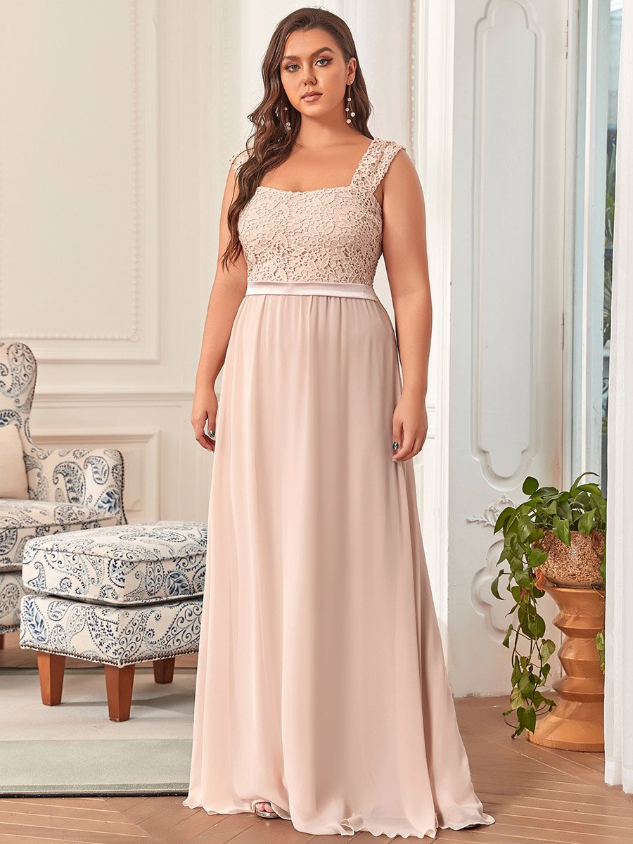 Elegant A Line Chiffon Bridesmaid Dress With Lace Bodice