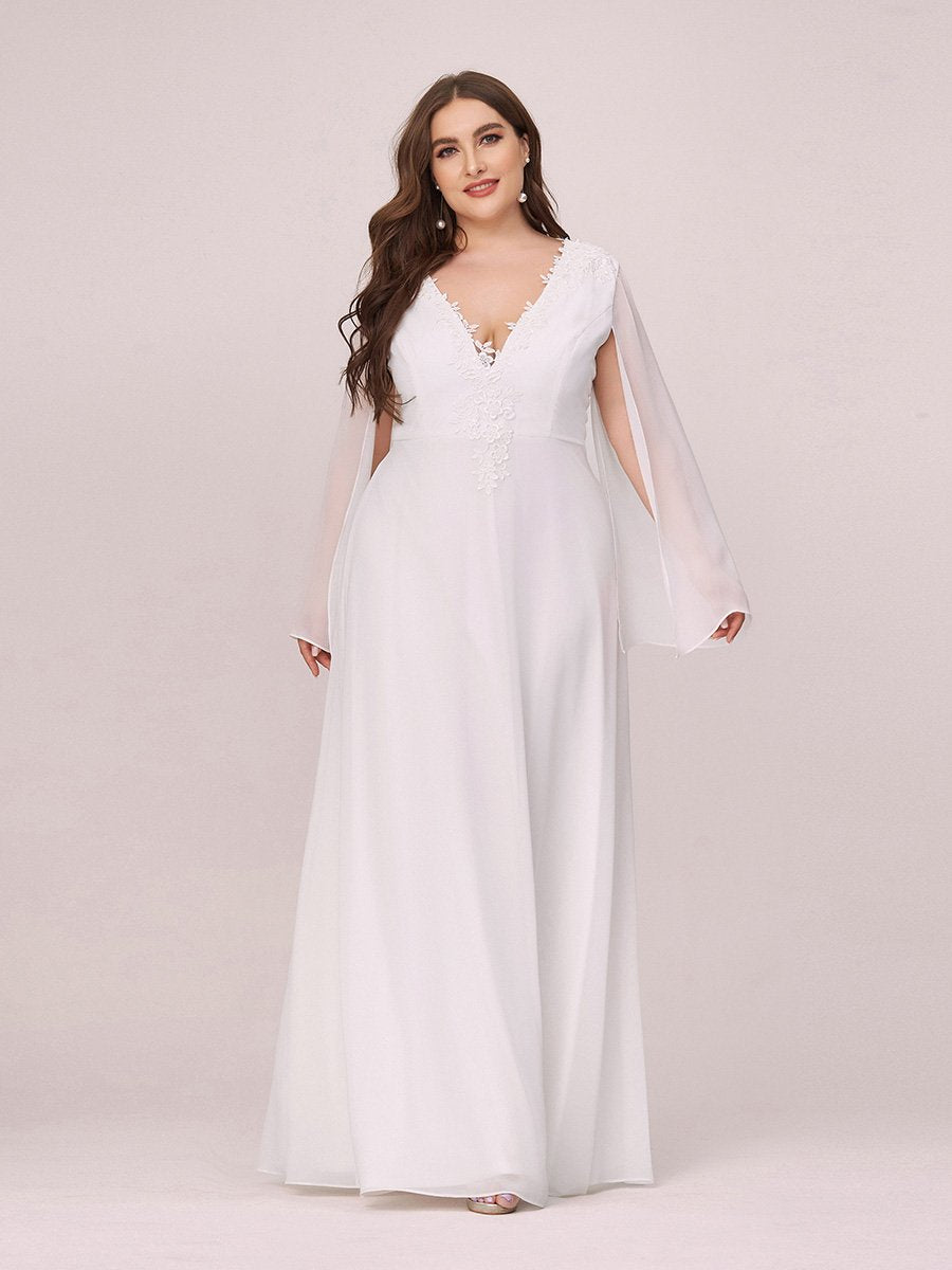 Plus Size Flare Sleeves Wedding Gown