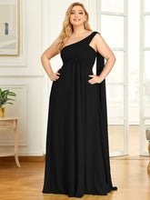 Load image into Gallery viewer, One Shoulder Chiffon Ruffles Plus Size Dress
