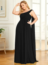 Load image into Gallery viewer, One Shoulder Chiffon Ruffles Plus Size Dress
